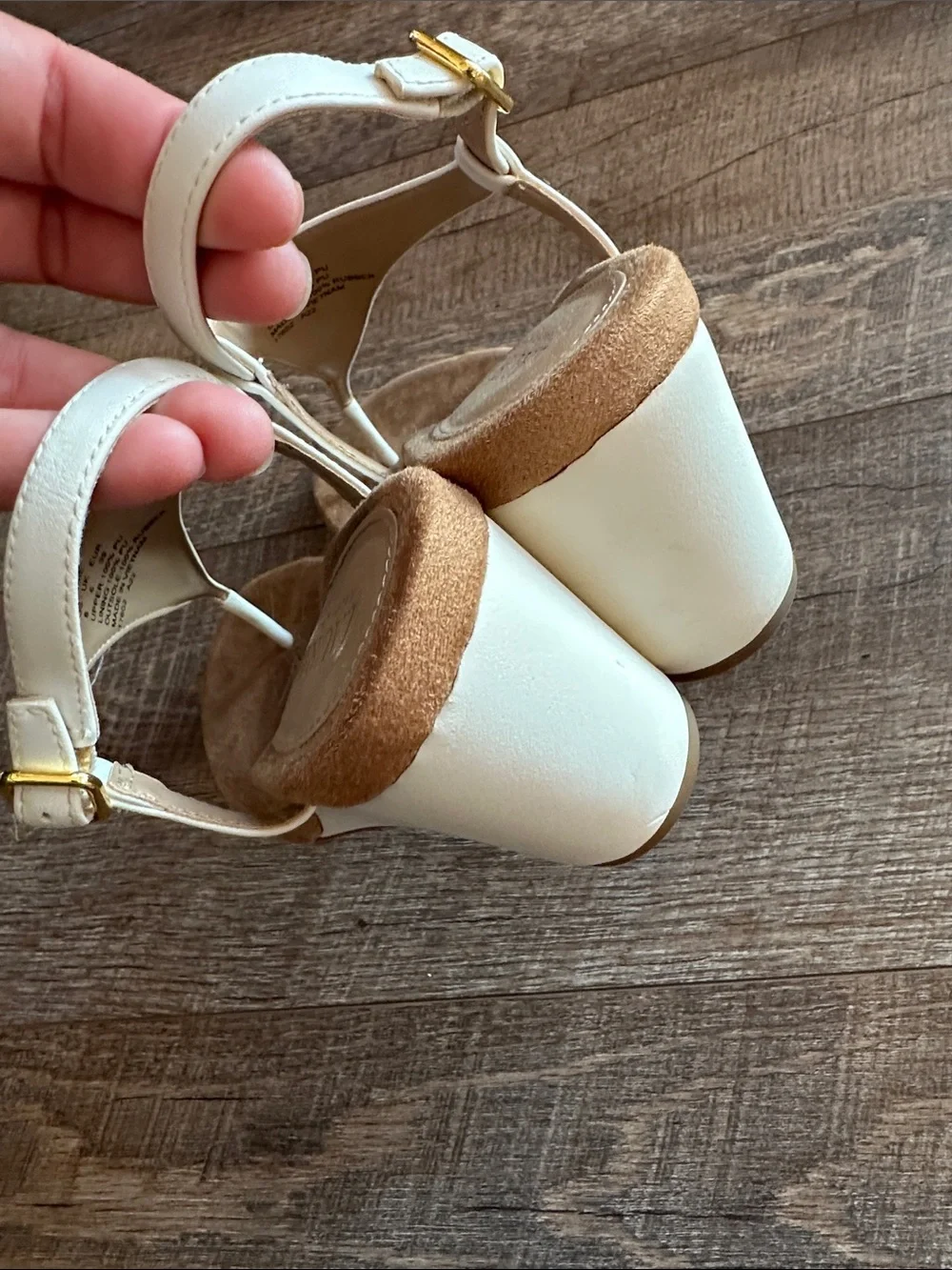 Ralph Lauren Lauren white Wedge Thong Sandals with Gold logo Accent